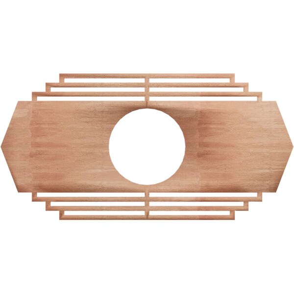 Ekena Millwork Chrysler Wood Fretwork Pierced Ceiling Medallion, Cherry, 26"W x 13"H x 6 7/8"ID x 1/4"T CMWP26X13X0250CSCH - main